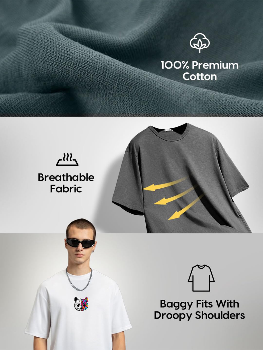 Men's Cotton Graphic Print Oversized Fit Half Sleeve Round Neck T-Shirt | Casual Wear | Street Wear | Oversized t Shirt for Men Cotton | Baggy