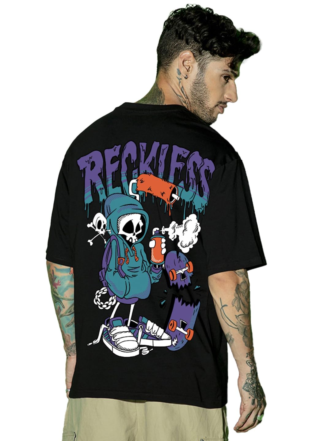 Men's Cotton Graphic Print Oversized Fit Half Sleeve Round Neck T-Shirt | Casual Wear | Street Wear | Oversized t Shirt for Men Cotton | Baggy