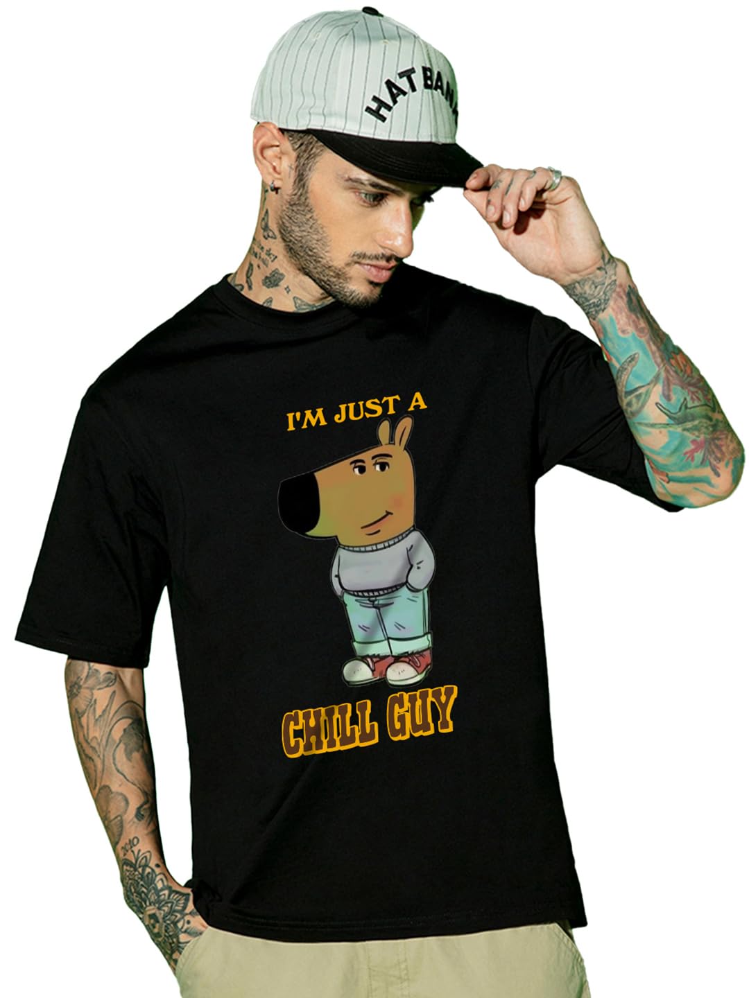 Men's Graphic Print Oversized Fit Half Sleeve Round Neck Cotton Jersey T-Shirt
