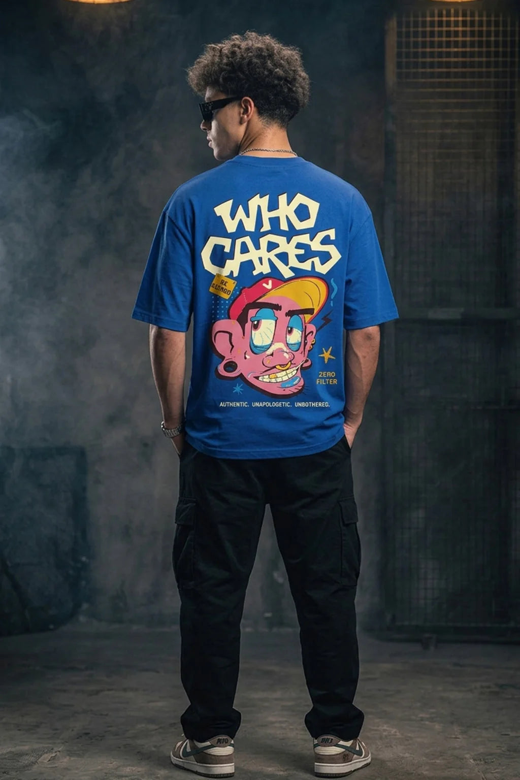 Royal Blue Oversized Printed T-shirt