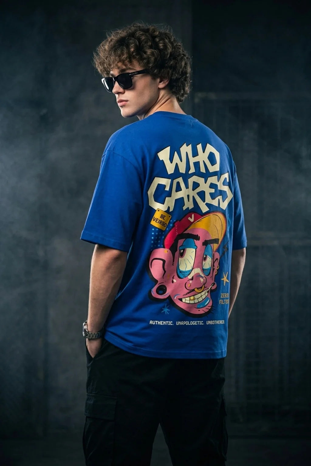 Royal Blue Oversized Printed T-shirt
