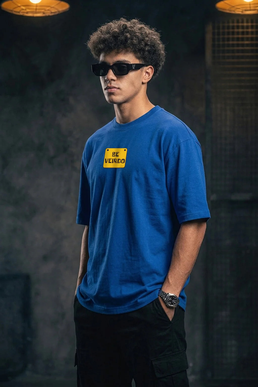 Royal Blue Oversized Printed T-shirt