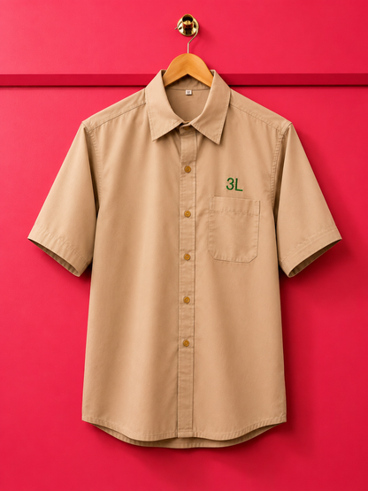 Men’s Classic Beige Half Sleeve Shirt | Premium Cotton Blend Casual Regular Fit Shirt