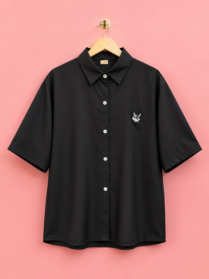 Men’s Premium Black Oversized Half Sleeve Shirt | Minimalist Casual Streetwear Shirt